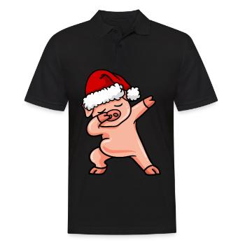 Dabbing Schwein Christmas - Männer Poloshirt - Schwarz - Vorne - Kai (181cm)
