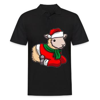 Sheep with Christmas Sweater - Men's Polo Shirt - black - Front - Kai (181cm)