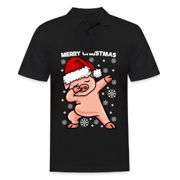 Dabbing Schwein Merry Christmas - Männer Poloshirt - Schwarz - Vorne - Kai (181cm)