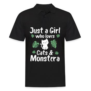 Juste une fille qui aime les chats et Monstera - Polo Homme - noir - Devant - Kai (181cm)