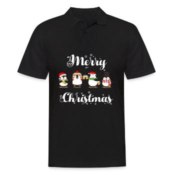 Merry Christmas Lustiger Pinguin Bier - Männer Poloshirt - Schwarz - Vorne - Kai (181cm)