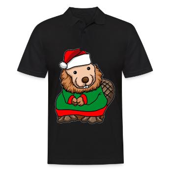 Bieber with Christmas Sweater - Men's Polo Shirt - black - Front - Kai (181cm)