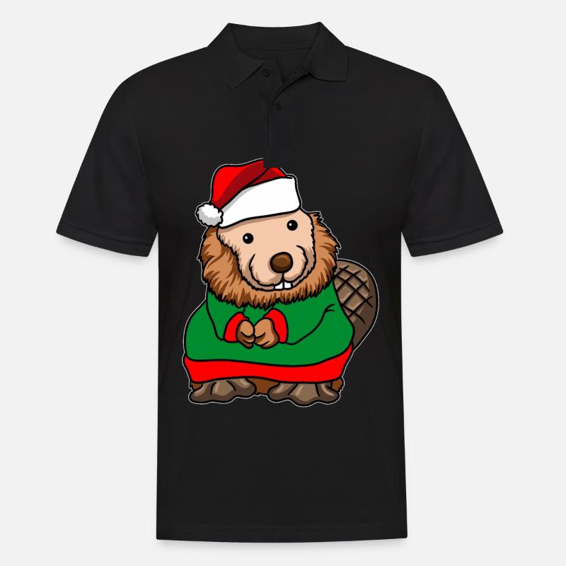 Bieber avec pull de Noël - Polo Homme - noir