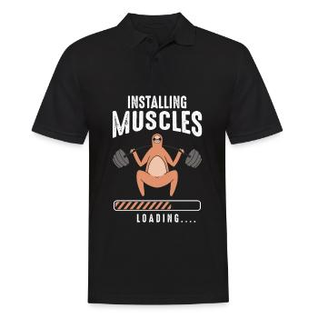 Installing Muscles Loading Fitness Workout - Männer Poloshirt - Schwarz - Vorne - Kai (181cm)