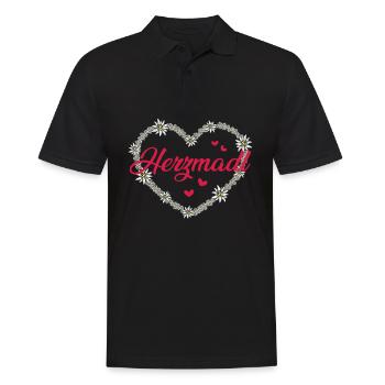 Herzmadl Dirndl Trachten Ersatz Trachtenshirt - Männer Poloshirt - Schwarz - Vorne - Kai (181cm)