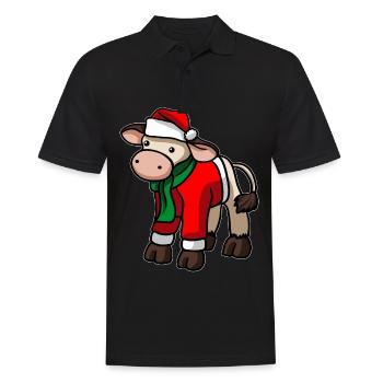 Cow Beef Christmas Hat - Men's Polo Shirt - black - Front - Kai (181cm)