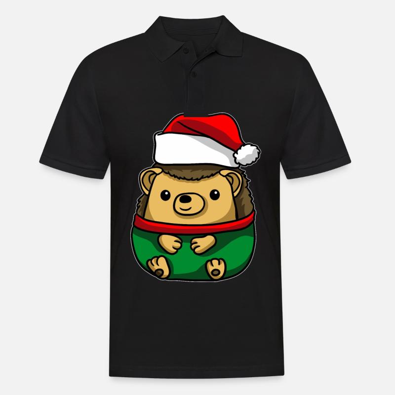 Igel mit Christmas Sweater - Männer Poloshirt - Schwarz