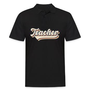 Teacher Lehrer Retro - Männer Poloshirt - Schwarz - Vorne - Kai (181cm)