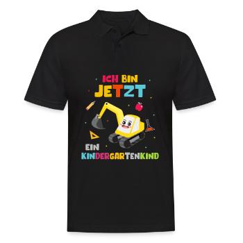 Ich bin jetzt ein Kindergartenkind Bagger - Männer Poloshirt - Schwarz - Vorne - Kai (181cm)