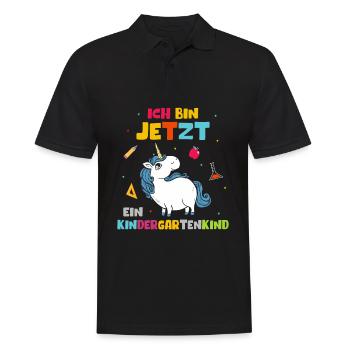 Ich bin jetzt ein Kindergartenkind Kinder Einhorn - Männer Poloshirt - Schwarz - Vorne - Kai (181cm)
