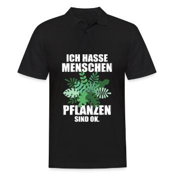 Ich hasse Menschen Pflanzen sind OK Zimmerpflanze - Männer Poloshirt - Schwarz - Vorne - Kai (181cm)