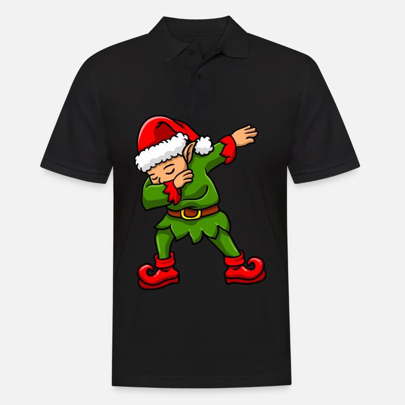 Dabbing Elf Weihnachtself - Männer Poloshirt - Schwarz