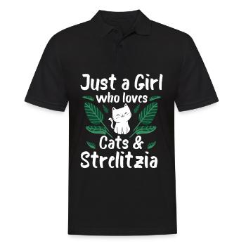 Juste une fille qui aime les chats et Strelizie - Polo Homme - noir - Devant - Kai (181cm)