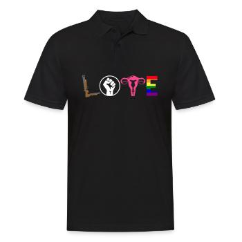 LOVE LGBT Pride Menschenrechte Uterus - Männer Poloshirt - Schwarz - Vorne - Kai (181cm)