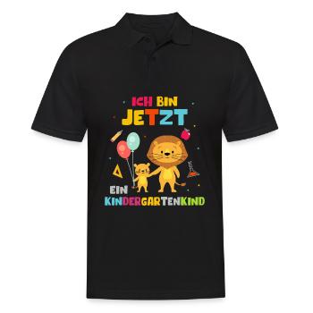 Ich bin jetzt ein Kindergartenkind Löwe - Männer Poloshirt - Schwarz - Vorne - Kai (181cm)