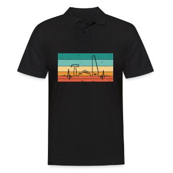 Vintage Herzschlag Säge Hammer Hobel Holz - Männer Poloshirt - Schwarz - Vorne - Kai (181cm)