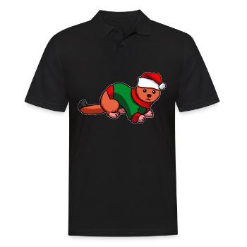 Wiesel Frettchen in Weihnachts Kostüm - Männer Poloshirt - Schwarz - Vorne - Kai (181cm)