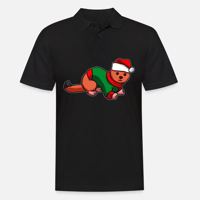Belette avec pull de Noël - Polo Homme - noir