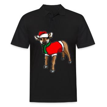 Antelope with Christmas Sweater - Men's Polo Shirt - black - Front - Kai (181cm)