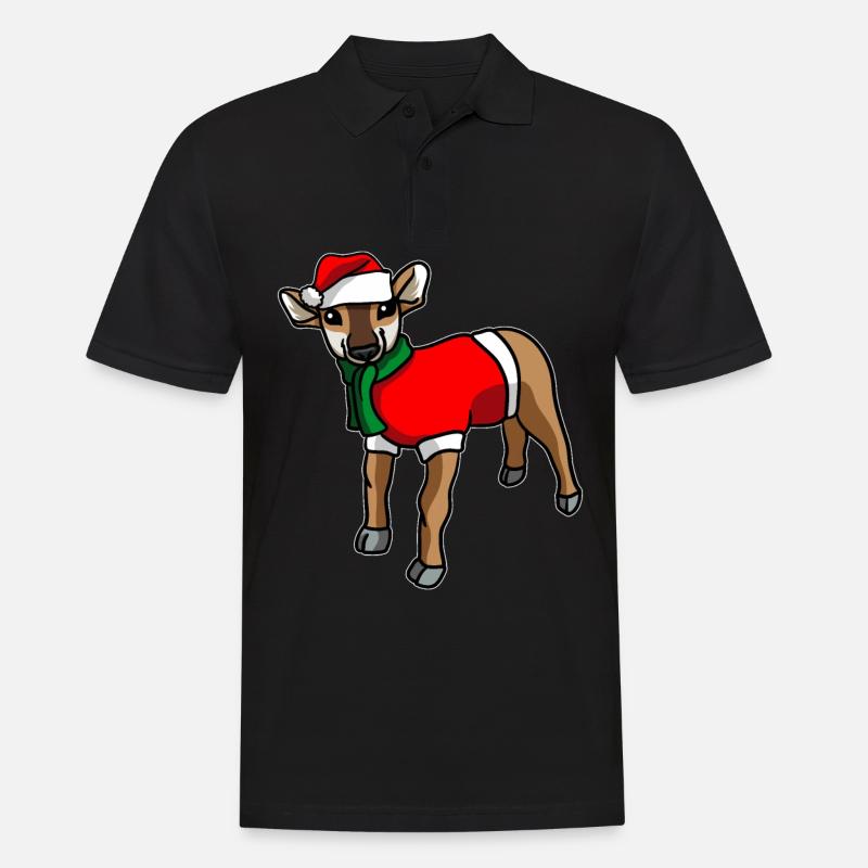 Antilope avec pull de Noël - Polo Homme - noir