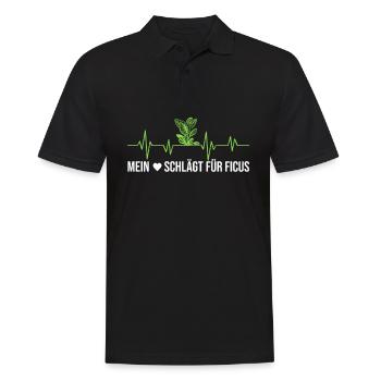 Mein Herz schlägt für Ficus Herzschlag Pflanze - Männer Poloshirt - Schwarz - Vorne - Kai (181cm)