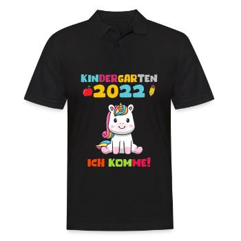 Kindergarten 2022 Ich Komme Kindergarten Einhorn - Männer Poloshirt - Schwarz - Vorne - Kai (181cm)