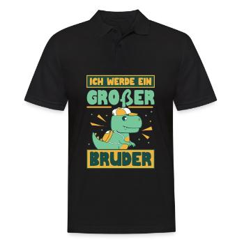 Ich Werde Ein Großer Bruder Dinosaurier Dino - Männer Poloshirt - Schwarz - Vorne - Kai (181cm)