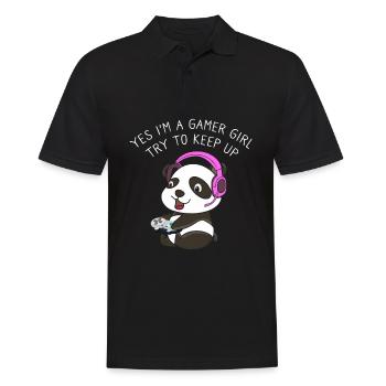 Yes I'm A Gamer Girl Try To Keep Up Gamer Panda - Männer Poloshirt - Schwarz - Vorne - Kai (181cm)