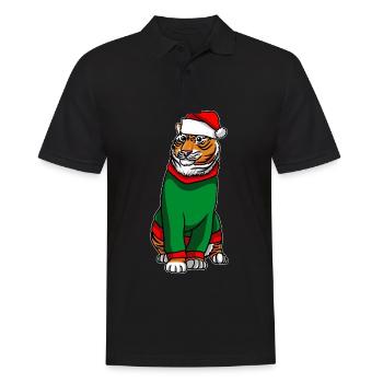 Tigre en costume de Noël - Polo Homme - noir - Devant - Kai (181cm)