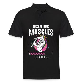 Installing Muscles Loading Workout Gym Unicorn - Männer Poloshirt - Schwarz - Vorne - Kai (181cm)