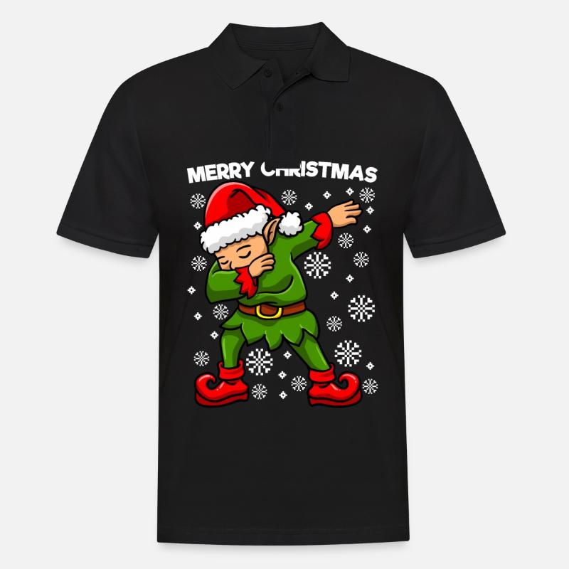 Dabbing Elf Weihnachtself - Männer Poloshirt - Schwarz