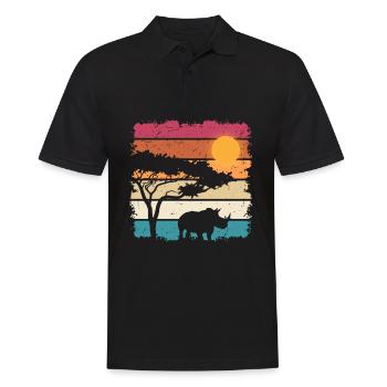Vintage Rhino Sunset - Men's Polo Shirt - black - Front - Kai (181cm)