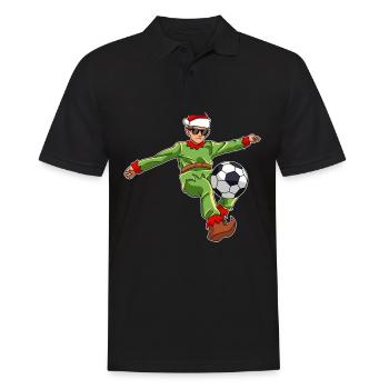Père Noël Joueur de football Eleven - Polo Homme - noir - Devant - Kai (181cm)