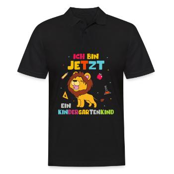 Ich bin jetzt ein Kindergartenkind Löwe - Männer Poloshirt - Schwarz - Vorne - Kai (181cm)