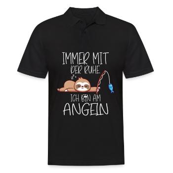 Immer mit der Ruhe ich bin am Angeln Faultier - Männer Poloshirt - Schwarz - Vorne - Kai (181cm)