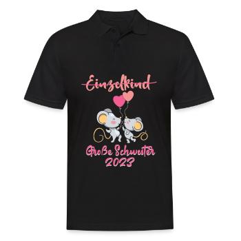 Große Schwester 2023 Einzelkind Maus - Männer Poloshirt - Schwarz - Vorne - Kai (181cm)