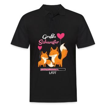 Große Schwester Lädt Fuchs Geschwister - Männer Poloshirt - Schwarz - Vorne - Kai (181cm)
