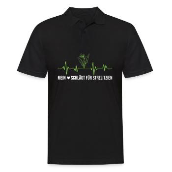 Mein Herz schlägt für Strelizien Herzschlag - Männer Poloshirt - Schwarz - Vorne - Kai (181cm)