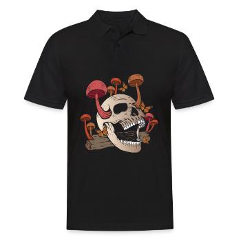 Mushroom Skull Butterfly Mycologist Goth - Men's Polo Shirt - black - Front - Kai (181cm)