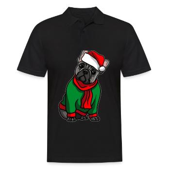 Bulldog avec chapeau de Noël costume de Noël - Polo Homme - noir - Devant - Kai (181cm)