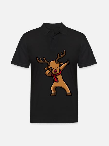 Dabbing Santa Reindeer - Polo Homme - noir