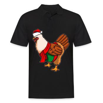 Poulet avec pull de Noël - Polo Homme - noir - Devant - Kai (181cm)
