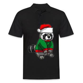 Raton laveur avec chapeau de Noël Costume de Noël - Polo Homme - noir - Devant - Kai (181cm)