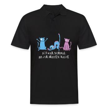 Ich War Normal Bis Zur Dritten Katze - Männer Poloshirt - Schwarz - Vorne - Kai (181cm)