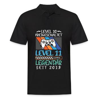 Level 10 Freigeschaltet 10. Geburtstag Gamer - Männer Poloshirt - Schwarz - Vorne - Kai (181cm)