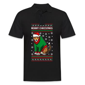 Léopard avec pull de Noël moche - Polo Homme - noir - Devant - Kai (181cm)