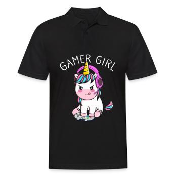 Gamer Girl Funny Gaming Unicorn Gaming Girl - Polo Homme - noir - Devant - Kai (181cm)