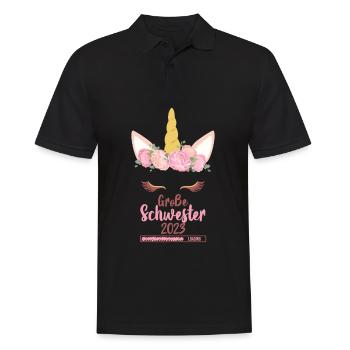 Große Schwester 2023 Einhorn - Männer Poloshirt - Schwarz - Vorne - Kai (181cm)