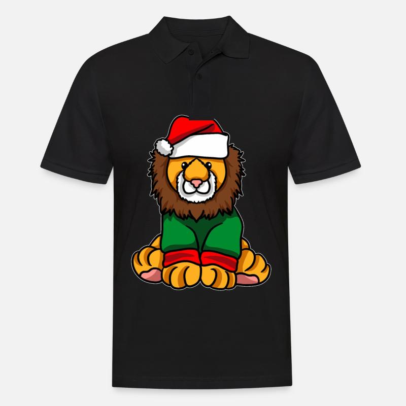 Lion avec pull de Noël - Polo Homme - noir