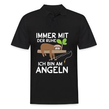 Immer mit der Ruhe ich bin am Angeln Faultier - Männer Poloshirt - Schwarz - Vorne - Kai (181cm)